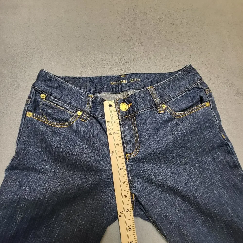 Michael Kors Jeans Womens 8 Blue Straight Leg Distressed Denim Stretch